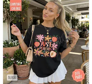 Just Peachy Shirt Comfort Colors, Trendy Women's Summer TShirt