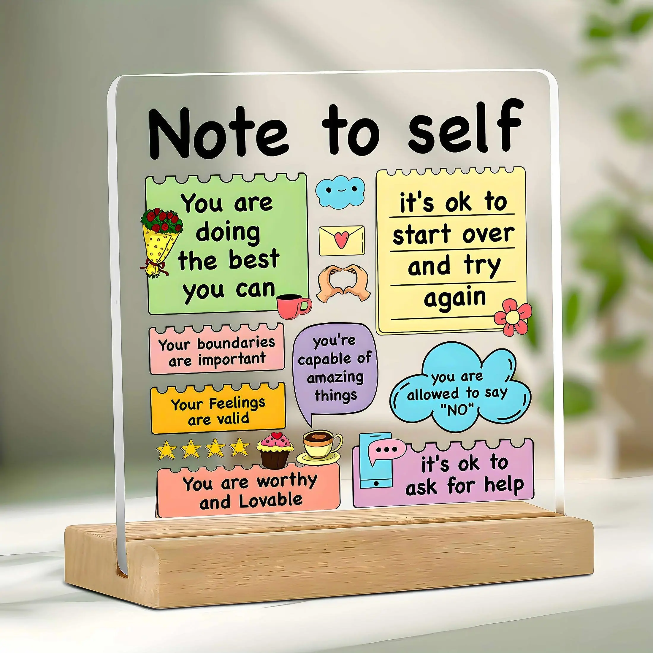 Acrylic Affirmation Desk Plaque, Decorative Plaque, Motivational Self-love Reminder Sign, Positive Mental Health Gift, Contemporary Tabletop Ornament, Home Office Decor, Decor, Home Office Decoration, Desk Signage Decoration, Plaque And Sign