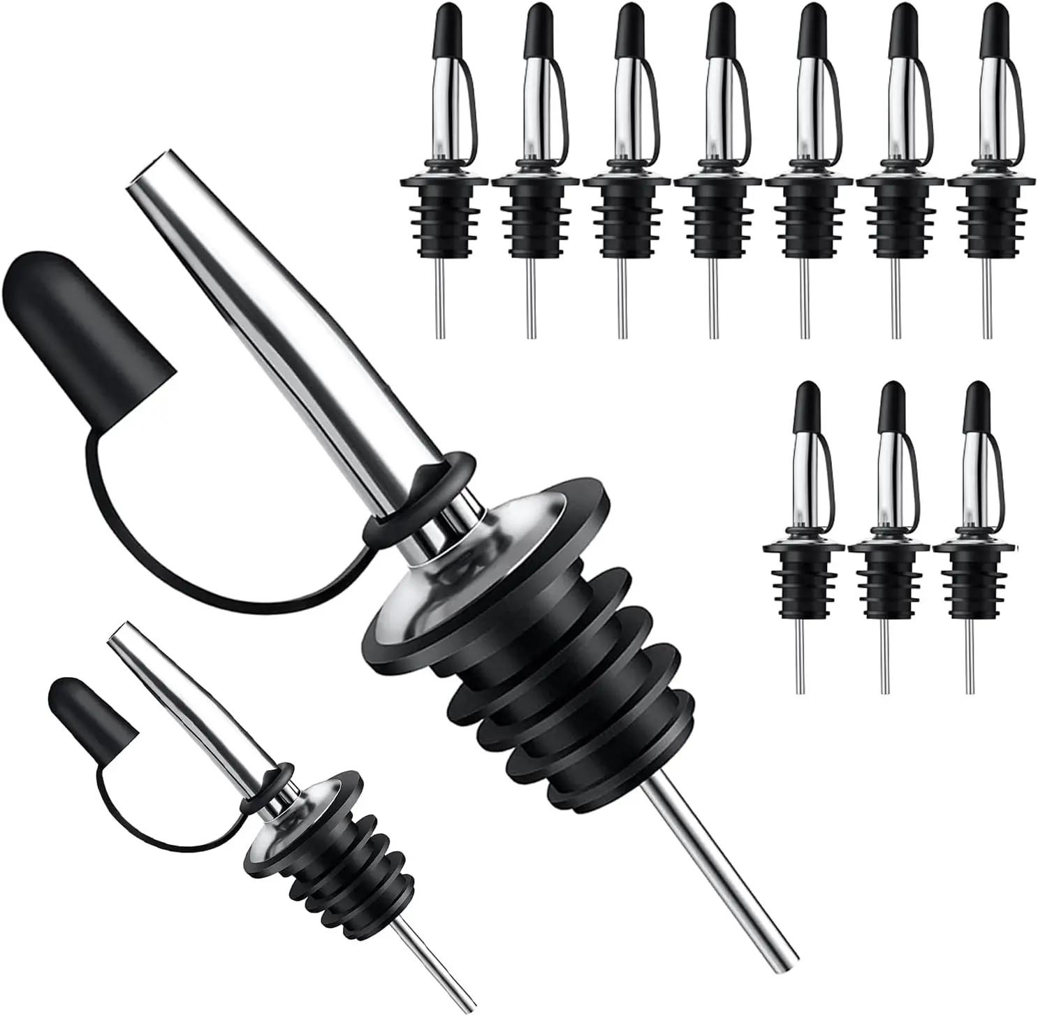 12 Pack Liquor Pour Spout, Pour Spouts for Bottles, Liquor Bottle Pourers for Alcohol, Olive Oil, Liquor Pourers with Dust Caps, Speed Pourers, Bar Bartender Accessories