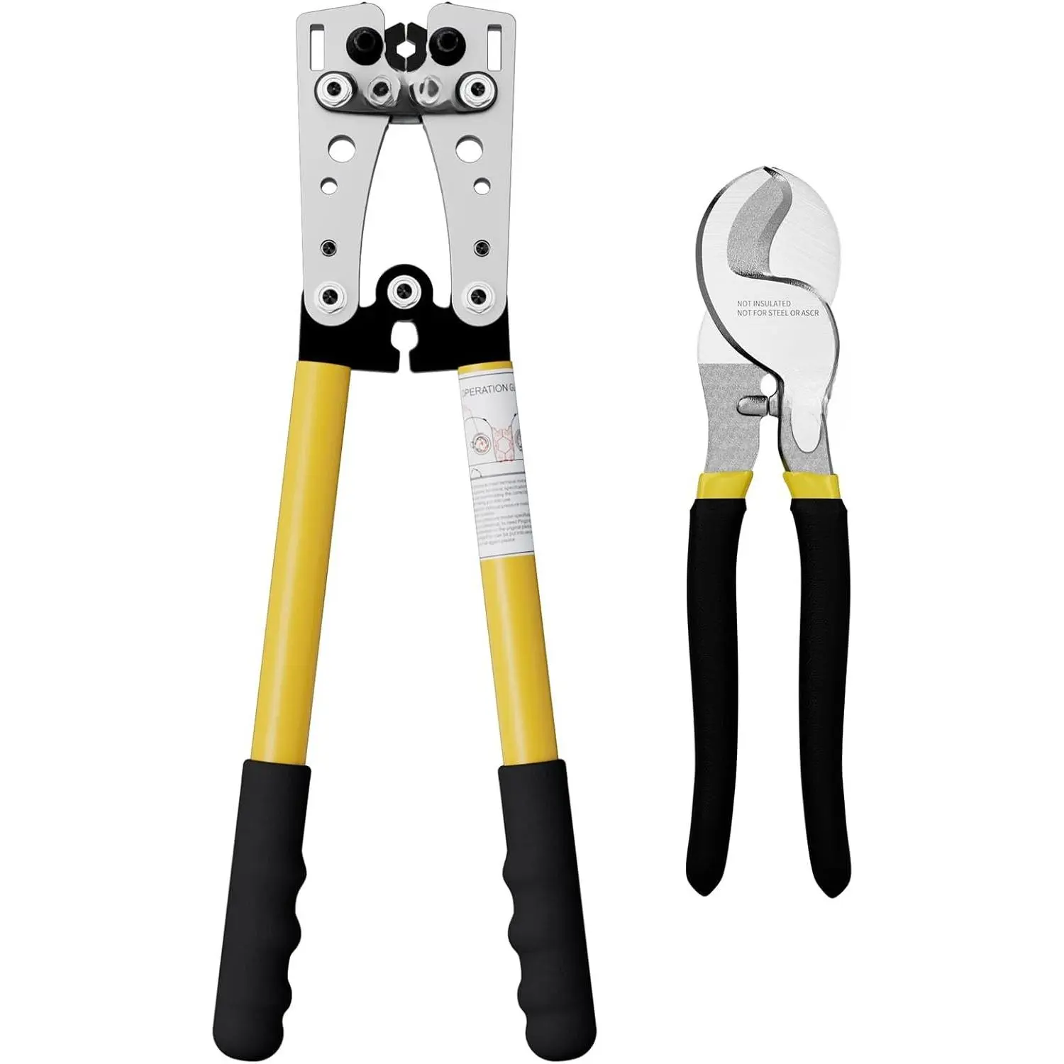 Lug Crimping Tool for AWG 10-1/0 Electrical Lug Crimper, Wire Crimping Tool with   for Heavy Duty Wire Lugs,  Terminal, Copper Lugs