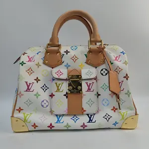 Pre-owned Louis Vuitton canvas Shoulder Bags Speedy 30 Monogram white Multicolore by Takashi Murakami 【BF 12Z】XP02208