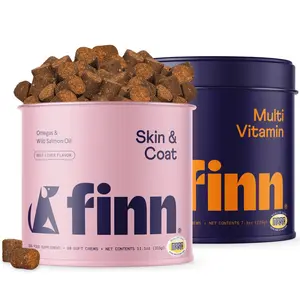 FINN Pretty Pup Bundle - Skin, Coat & Daily Health Support for Dogs - Multivitamin + Skin & Coat Chews - 180 Soft Chews