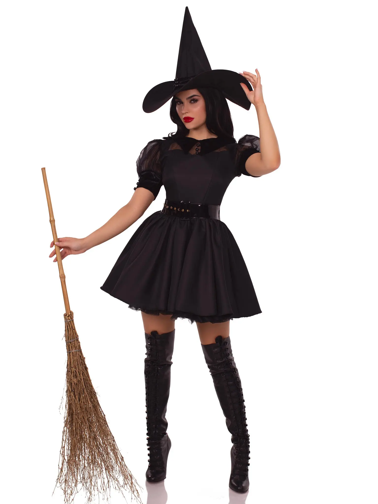 Leg Avenue Women's Bewitching Halloween Witch Dress, Long-Sleeves Clothes with Matching Accessories