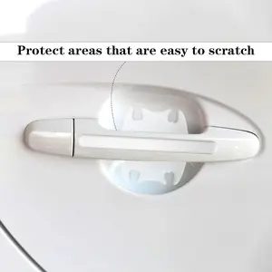 8PCS Car Door Handle Scratch Protector, Clear Traceless Car Door Cup Handle Sticker Decal, Car Door Bowl Protector
