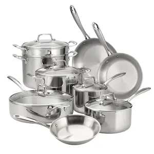 Tri-Ply Clad Stainless Steel Cookware Set with Glass Lids Tri-Ply Clad Stainless Steel Cookware Set with Glass Lids