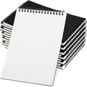 6 count Dot Grid Notebook Top Spiral Notebook A5 Size  Dotted Paper Hardcover Dot Journal 8.3''x 5.8'' 140 Pages Spiral Notepads for Sketching Drawing Writing School Office (Black)