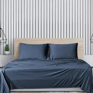 Orbby Denim Blue Jersey Knit Sheet Set 3PC – Ultra Soft T-Shirt Style Bedding, Breathable Stretchy Deep Pocket Sheets, All Season Cozy Bed Sheets, Hotel Style Dorm Essential