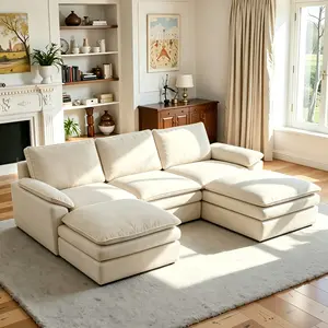 Modern Cloud Modular Sectional Sofa - L/U Shaped, 4-6 Seat with Ottoman, Deep Seat Comfort, Boneless Sectional Couch, Couches for Living Room, Oversized Indoor Furniture