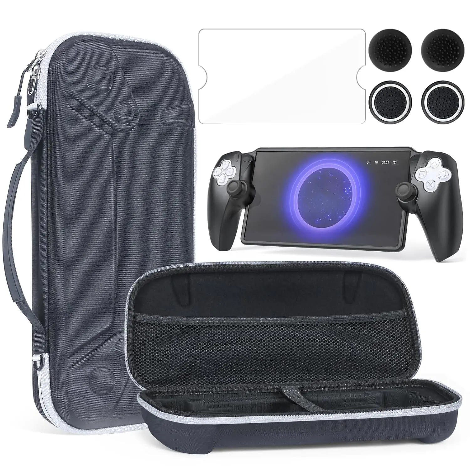 BRHE Carrying Case for Playstation Portal Case with PS Portal Silicone Soft Cover Case/Playstation Portal Screen Protector/Thumb Grip Caps