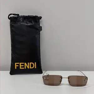 Pre-owned FENDI Metal Bag Accessories Gold Frames Brown First Crystal Sunglasses F26042575