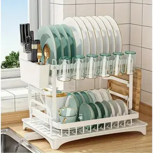 Kitchen dish drying rack organizer, large capacity, with drainage board  dish drying racks
