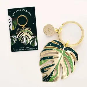 Monstera Thai Constellation Plant Keychain Charm Plant Gifts