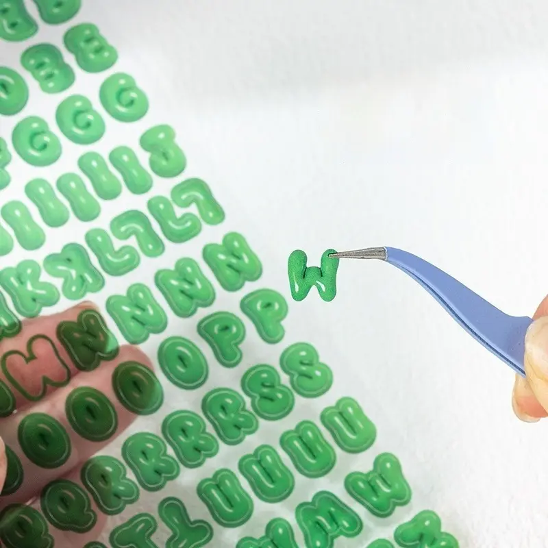 Bubble Letter Alphabet Stickers Set, 3D Puffy Uppercase Lowercase Number Symbol Stickers, Colorful Cloud Typo Stickers