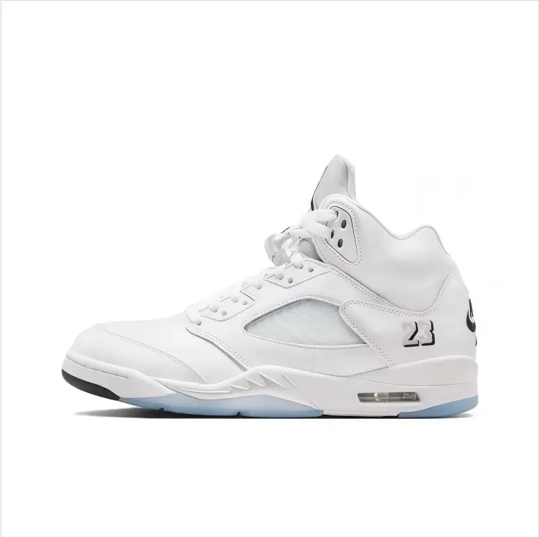 High top basketball sneakers all white leather upper icy translucent outsole number print clean minimalist design street fashion cushioned midsole ankle support daily casual wear versatile unisex fashion sport footwear
