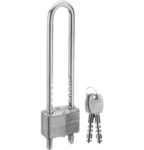 Master Lock Silver Outdoor Laminated Padlock with Keys, Extra Long Extended Adjustable Shackle Lock for Gate, Fence, Shed, or Other Equipment, 517D
