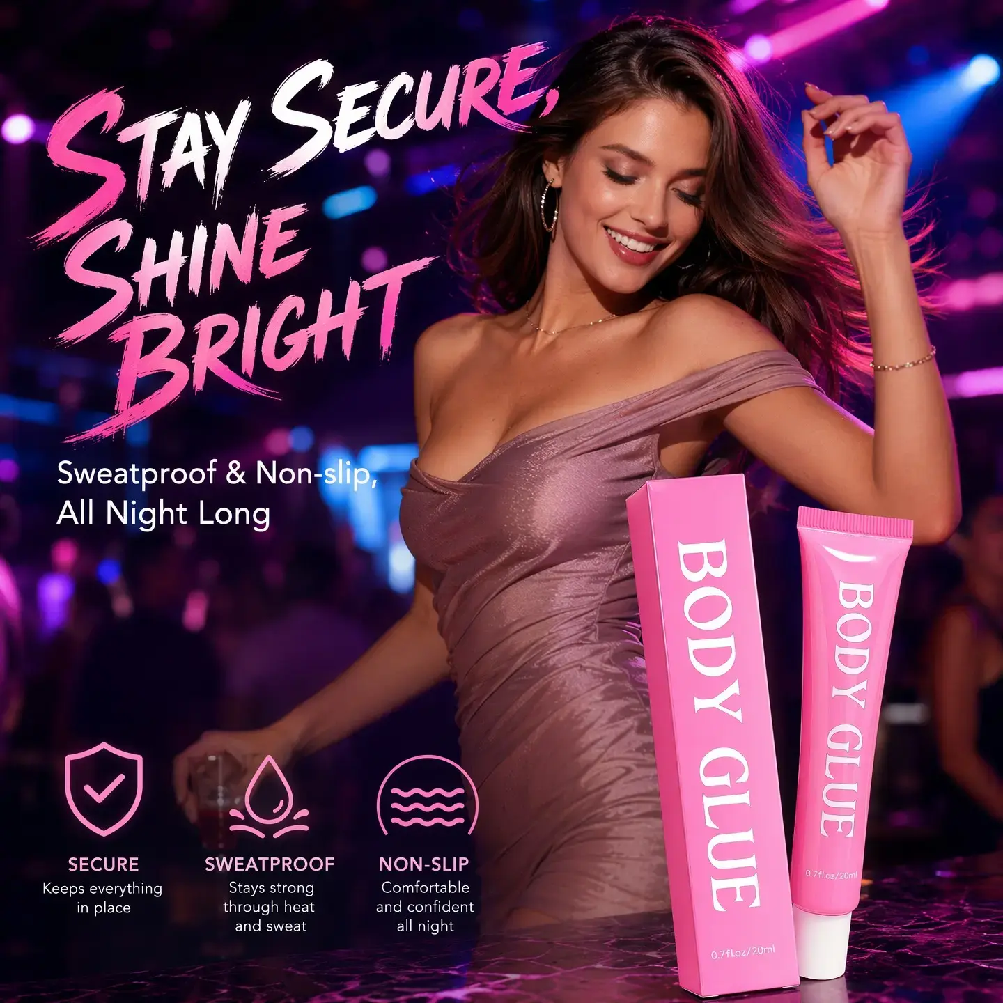 Beauty & Personal Care Body Adhesive - Secure Fit, Sweatproof, Non-Slip Design for All-Day Comfort & Confidence in Makeup Application
