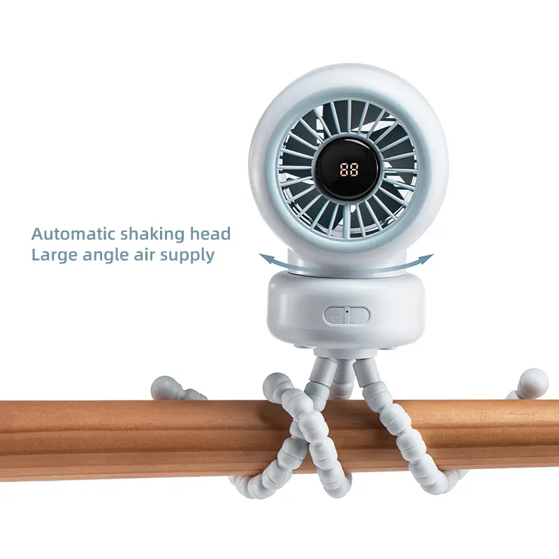 Stroller Fan 3600mAh Household Oscillating Fan for Outdoor Cooling Portable Octopus Mini Table Fan