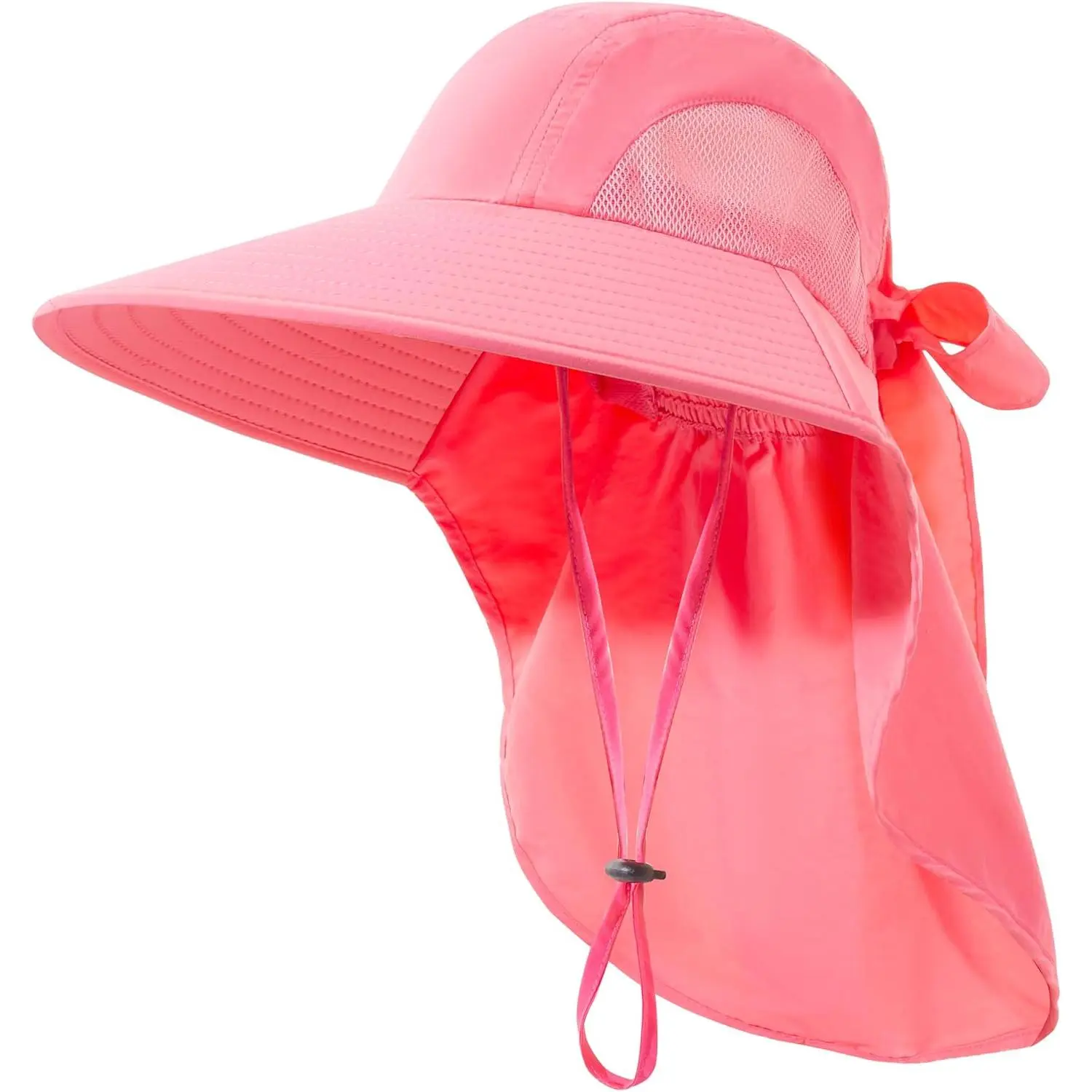 Female Wide Brim Sport Style Hat with Neck Flap - Soft Foldable & Waterproof Adjustable Cap Sports & Outdoor Hats for Summer Beach Travel, Gardening, Mesh Top, Uv Protection, Golf, Favorite Person, Tennis, Bow Knot Straps, Adults