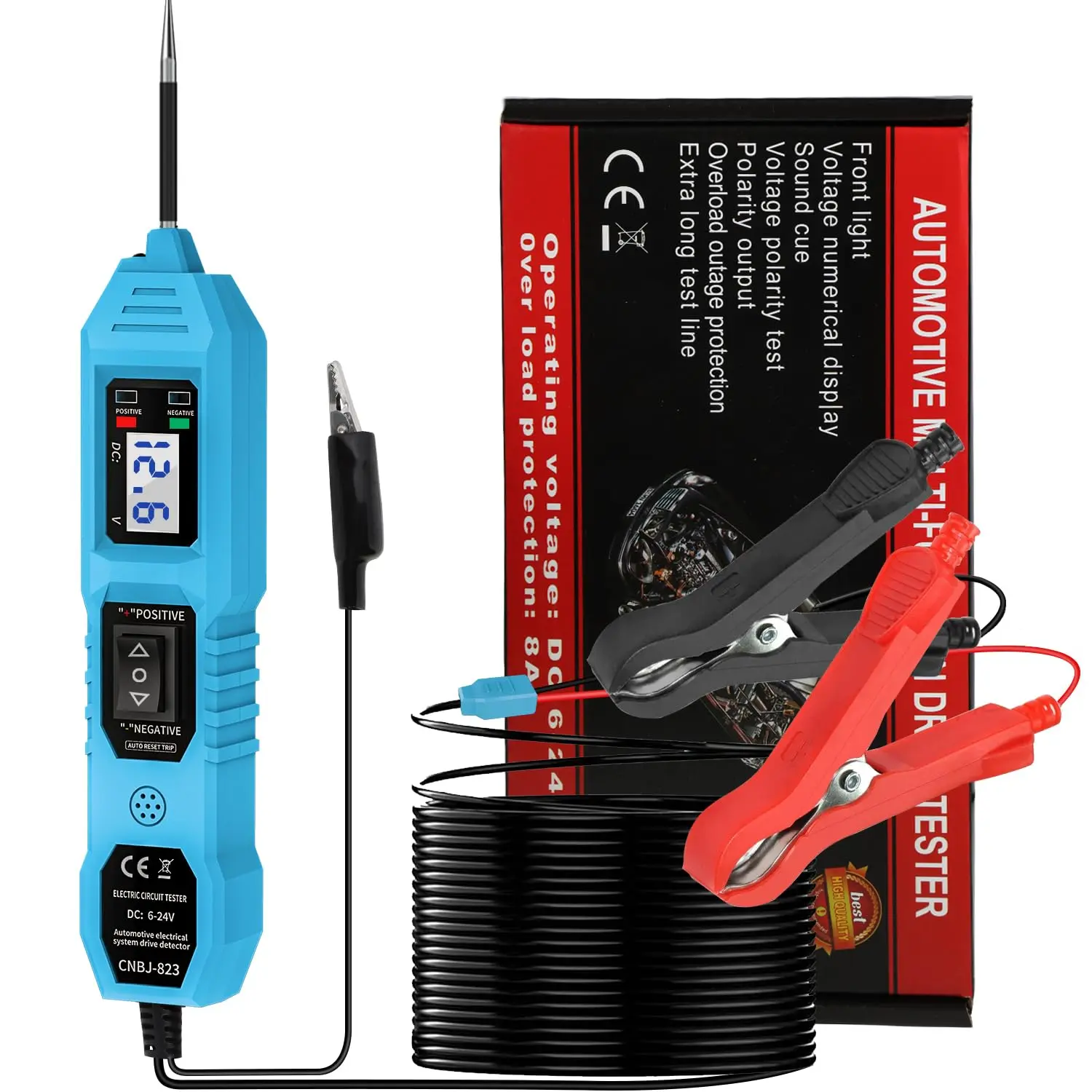 Circuit Probe Tester, 6V/12V/24V DC Circuit Tester Automotive, Multifunctional Car Circuit Tester Fuse & Voltage Tester Light, Short Circuit Breake, Blue
