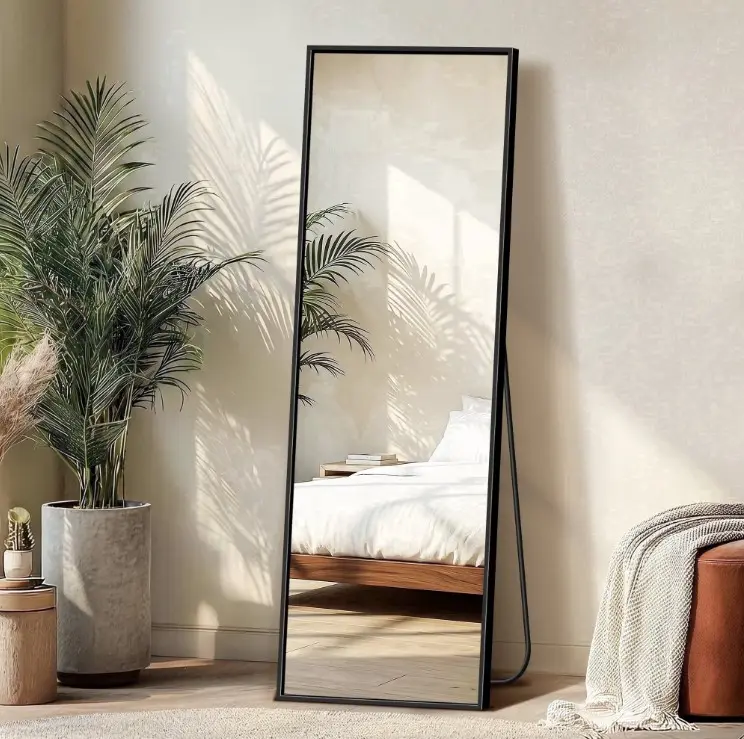 Mavora Max Full Length Mirror 56" x 15" Full Body Standing Mirror Rectangle Floor Mirror, Black