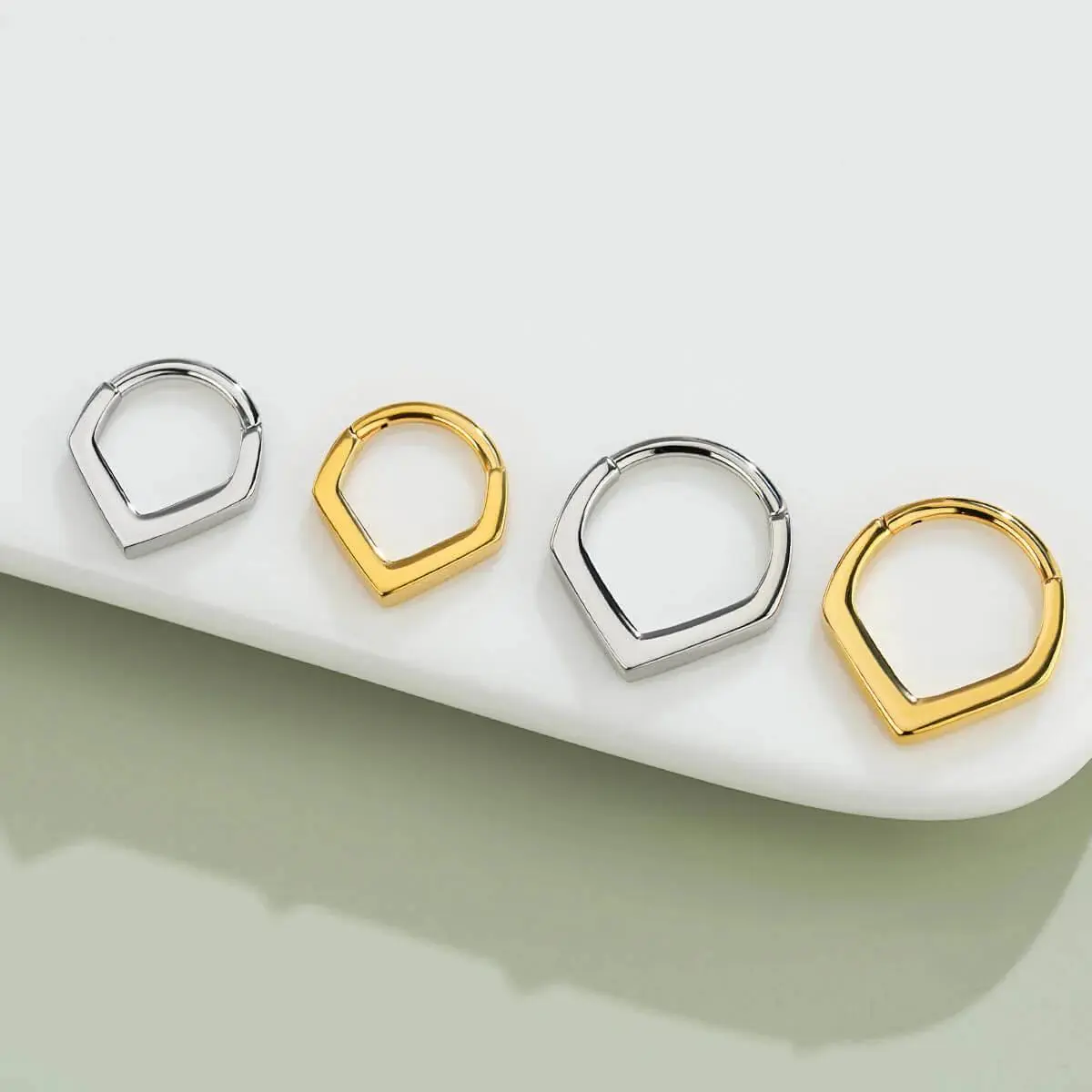 OUFER BODY JEWELRY 16G Septum Ring, Bold V-Style Geometric Nose Jewelry for Everyday Wear, Thick Metallic Piercing with Durability and Substance, Nose Piercing, Septum Jewelry