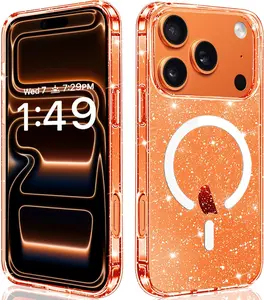 iPhone 17 Pro Glitter Magnetic Case with Wireless Charging Sparkly Anti-Scratch Shockproof Slim Thin Cover for Women