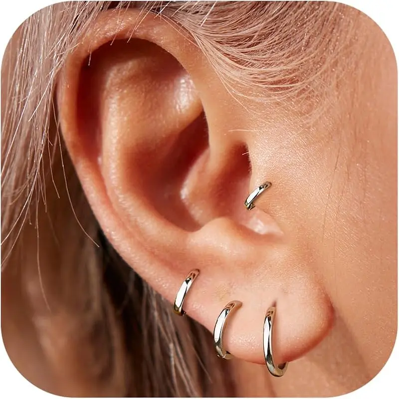 4 Pairs of Hoops : 6/8/10/12mm