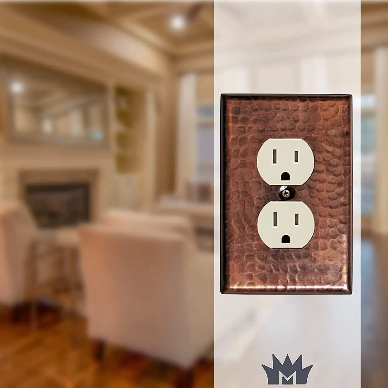 Hand Hammered Duplex Outlet Wall Switch Plate - Pure Copper