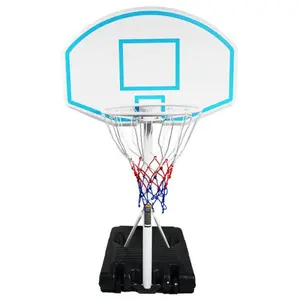 Poolside Basketball Hoop Portable Swimming Pool System Height Adjustable 3.1ft-4.7ft with 36" Backboard for Indoor Outdoor Use Blue Steel Tube PE Backboard