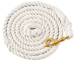 Jeffers Twisted Solid Cotton Horse Lead Ropes with Brass Bolt Snap, 10' L