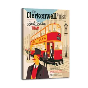 Vintage Poster Clerkenwell Post Poster Decorative Painting Canvas Wall Art Picture Print Modern Family Bedroom Decor