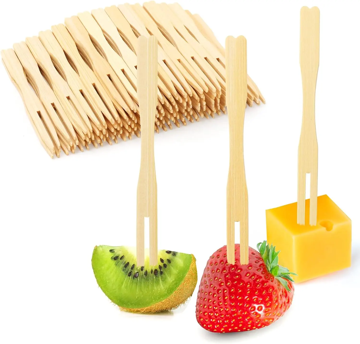 400 Bamboo Appetizer Forks, 3.5 Inch Mini Bamboo Forks, Disposable Cocktail Forks for Appetizers, Charcuterie Board Accessories, Wooden Food Picks for Fruit, Cheese, Desserts, Sandwiches, Party Supplies & Catering