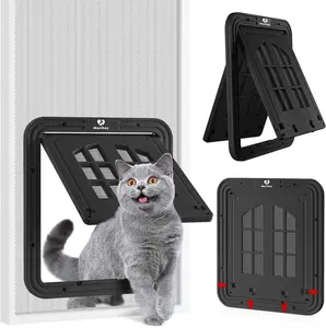 MORIKEY Cat Screen Door with Magnetic Self Closing Flap Easy In and Out Lockable Pet Door for Screen Doors Cats and Small Pets Portable