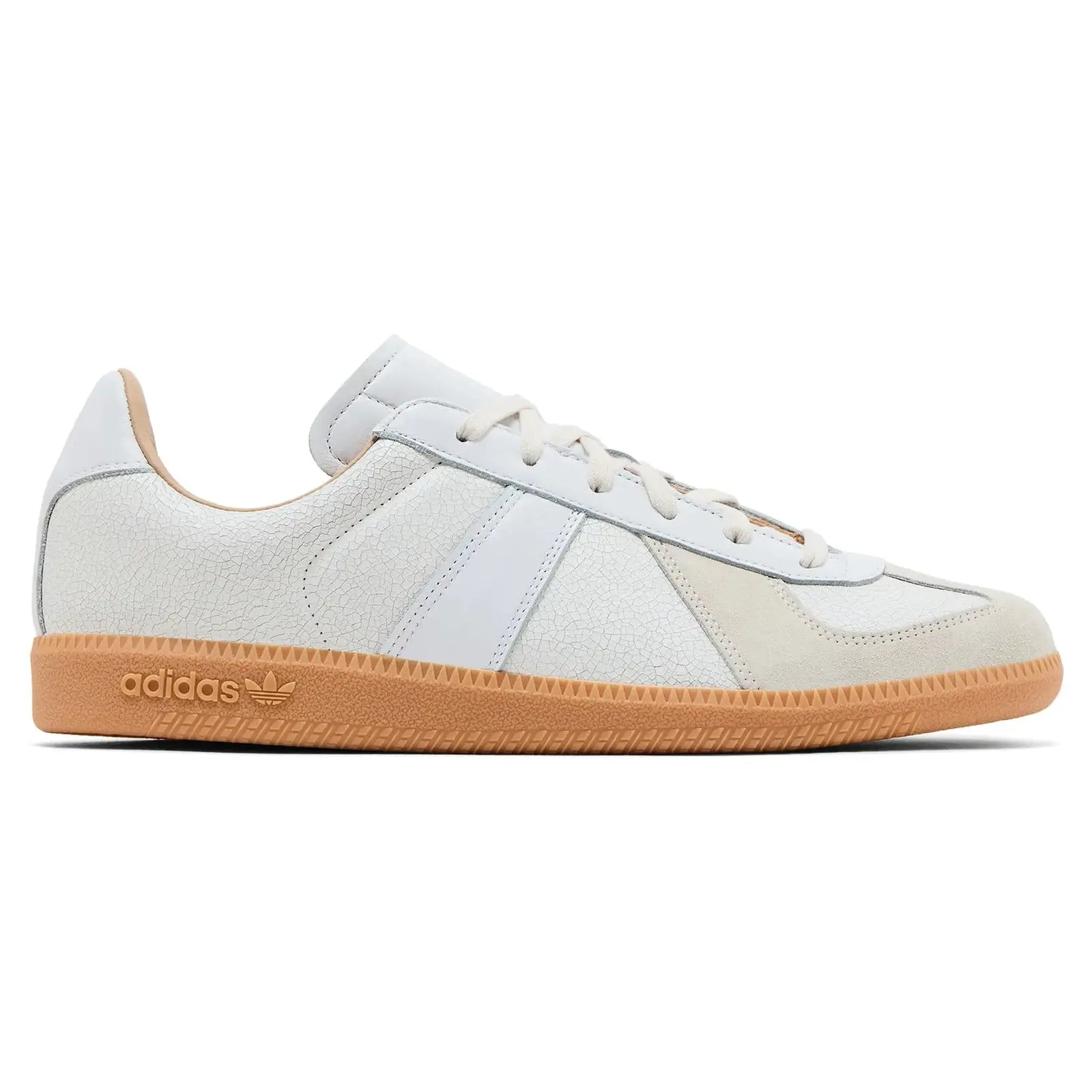 Adidas BW Army Unisex German Army Trainer (GAT) - Cloud White Gum Sole Leather Low-Top Designer-Style Contemporary Casual Trainers, Athletic Training Closed Round Toe Footwear, Designer-Style Casual Trainers Sports Shoes Sneaker