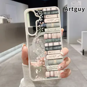 Magnetic Phone Case Supports Wireless Charging compatible with Samsung Galaxy S26 S23 Ultra S24 Plus FE S25 S22+ Floral Book Stack Pattern Non-Yellowing Silicone Transparent Acrylic Drop Protective Cover