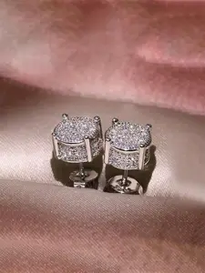 Rhinestone Decorated Stud Earrings, Women's Anniversary Wedding Jewelry Gift, Elegant Light Luxury Accessory, High Quality Earrings