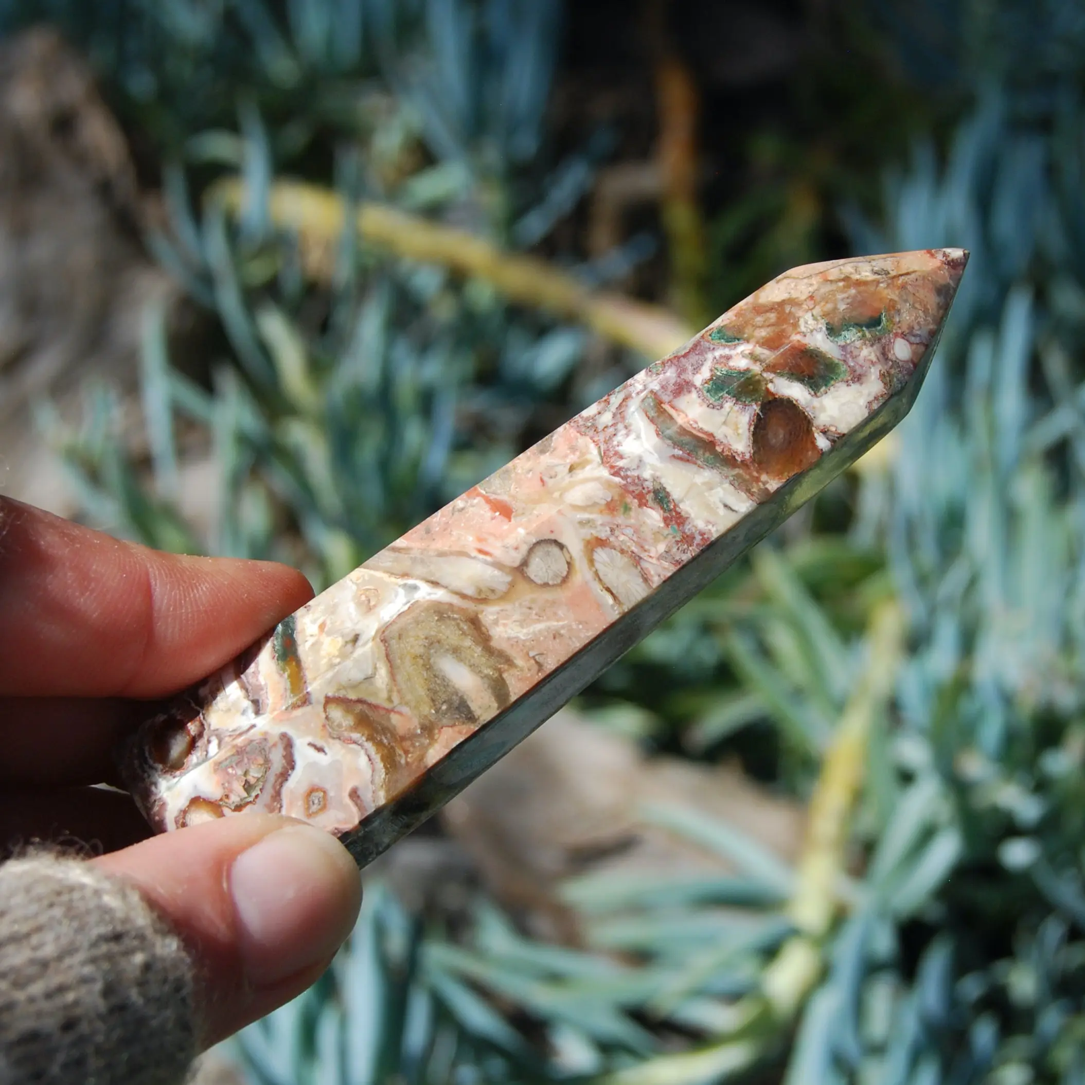 4in Pink Leopard Skin Jasper Crystal Tower, ls2