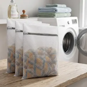 Mesh Laundry Bags for Delicates 3 Pack Honeycomb Washing Bags Durable Zipper Laundry Protector 12x16 Inch