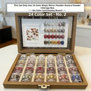 24 Color High-End Magic Mirror Nail Powder, Ultra-Bright DIY Nail Art & Accessories, Nail Art Design, Party Nails, Gemstone Nail Powder with Storage Box
