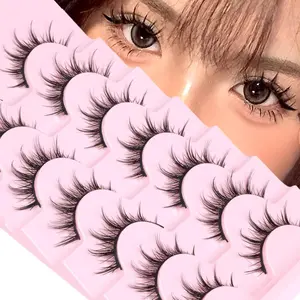 7 Pairs Manga Lashes Collection - Ultra-Natural, 3D Volume, Wispy, Fluffy, Spiky, Anime-Style, Cosplay-Ready Eyelashes with Individual Cluster Design - Korean & Japanese Inspired, Reusable Lightweight Makeup