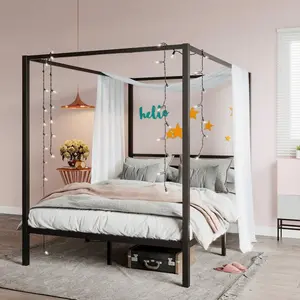 Metal Canopy   Full&Queen Size, Mattress Foundation With Metal Slats Support/No Box Spring Needed/Easy Assembly, Room Decor, Bedroom Christmas Decorations Home Decor Christmas Gift, Black| White *   Queen Queen     Full bed frame drawers dresser shelves