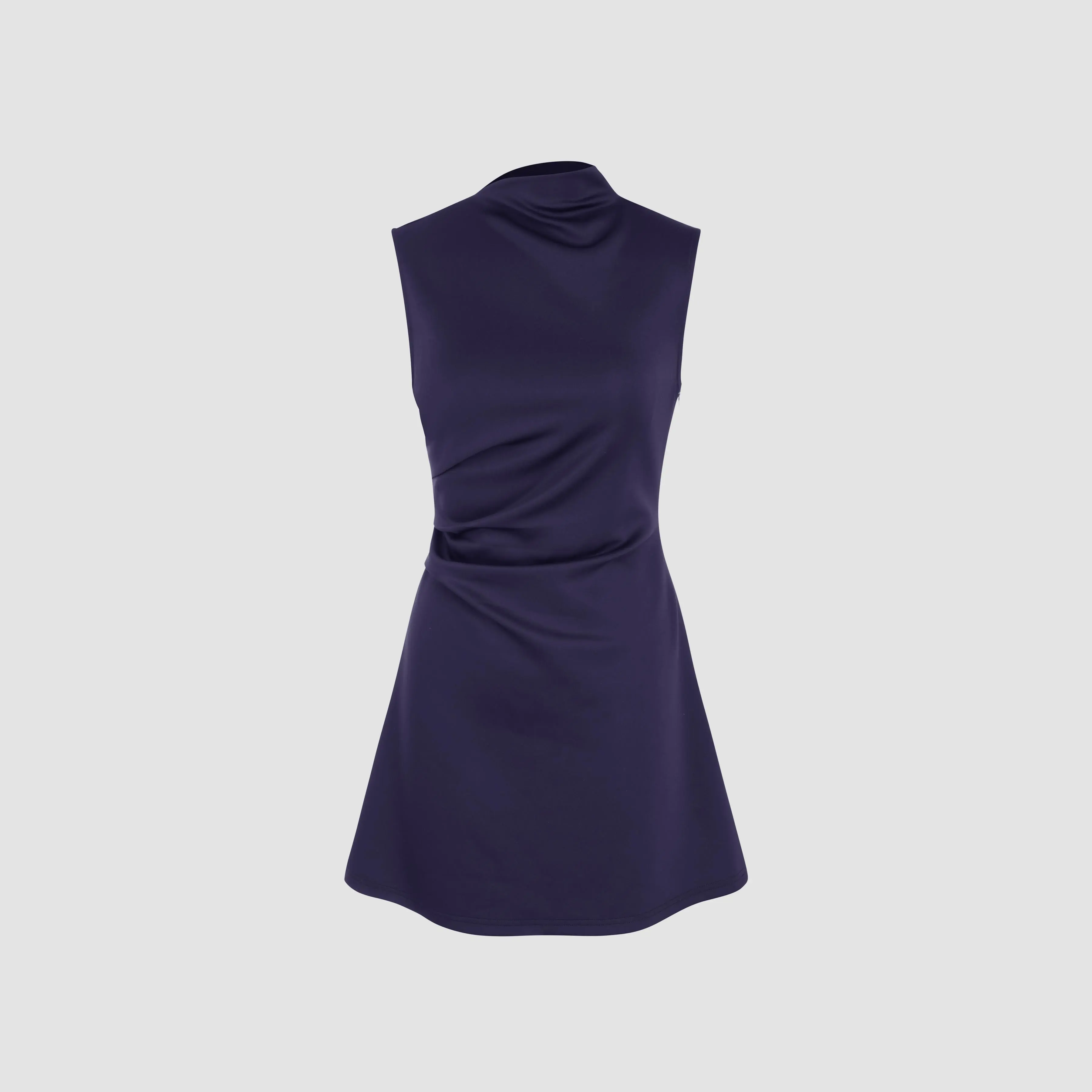 Cider Women's Turtleneck Sleeveless Ruched Mini Dress - 6 Colors, Size Range 0-26