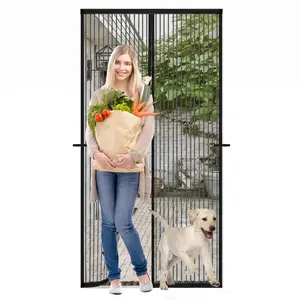 Heavy Duty Fiberglass Mesh Sliding Door, Thickened Thickness Mesh, Magnetic Closure, Self-Sealing, Door Size 36x82 In, Keeps Bugs Out, Insect-Proof Window Hardware Accessory