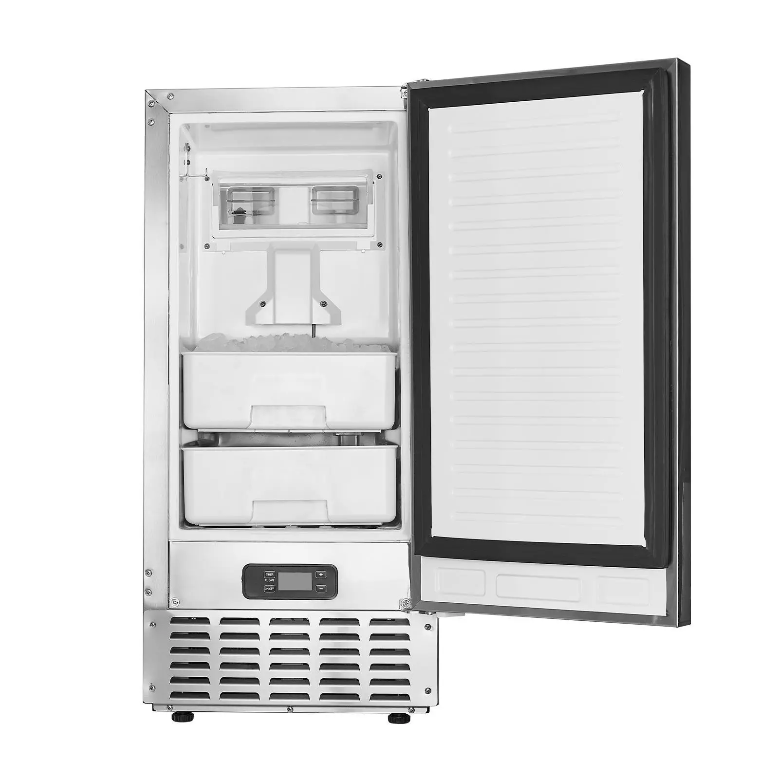 【summerfinds】VEVOR Undercounter Built-in Ice Maker, 66 Lbs/Day Under Counter Nugget Ice Maker Machine with Reversible Door Stainless Steel, Freestanding Ice Maker for Commercial Home Kitchen, Electric Drainage
