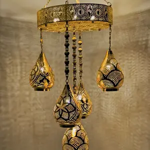 Handmade 5-Light Drop Design Chandelier  Gold, Nickel & Bronze Finish