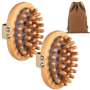 LMMAKE Wooden Pounding Massage Brush with Air Cushion - Portable Meridian Massage Tool for Daily Care