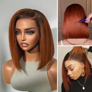 [LIVE] Ginger Ombre 13x4 Lace Front Glueless Blunt Cut Bob Human Hair Wig