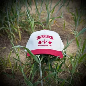 OneFlock Signature Two Toned Baseball Cap - Ivory Crown/Red Brim, Adjustable Fit, Casual Style, Perfect for Outdoor Activities