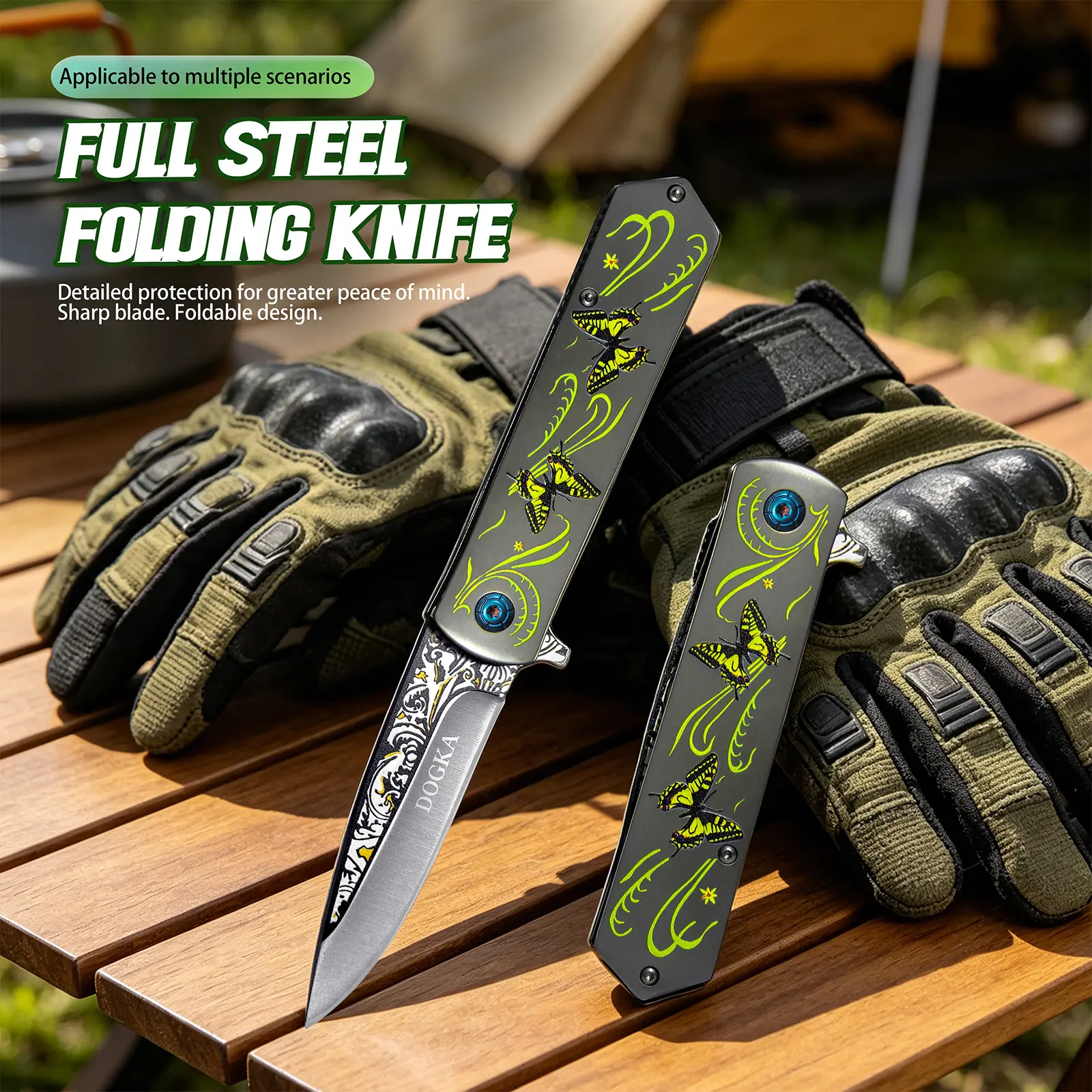 Butterfly Pattern Folding Pocket Utility Knife, Portable Sharp Cutting Tool for Camping Picnic Outdoor Daily Use Collector Gift, Outdoor Survival Gear, Portable Hand Tools