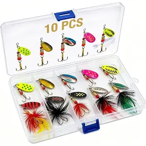 Fishing Spinner Lures Kit 10/15/16/20PCS, Inline Spinner Baits with Treble Hooks and  Tails, Metal Fishing Lures for Trout Bass Salmon Panfish, Multi-Color Freshwater Fishing Tackle Set